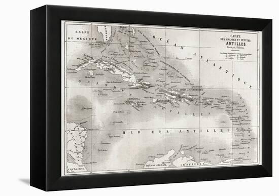 Antilles Old Map. Created By Vuillemin And Erhard, Published On Le Tour Du Monde, Paris, 1860-marzolino-Framed Stretched Canvas