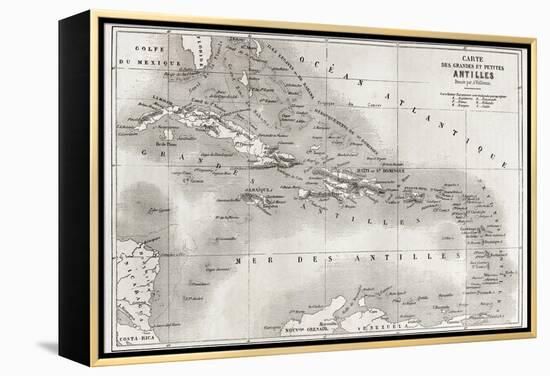 Antilles Old Map. Created By Vuillemin And Erhard, Published On Le Tour Du Monde, Paris, 1860-marzolino-Framed Stretched Canvas