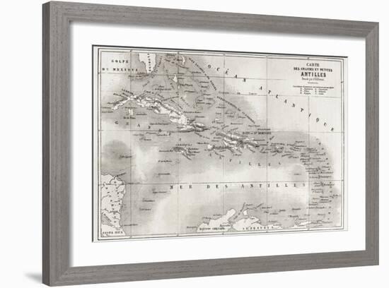 Antilles Old Map. Created By Vuillemin And Erhard, Published On Le Tour Du Monde, Paris, 1860-marzolino-Framed Premium Giclee Print