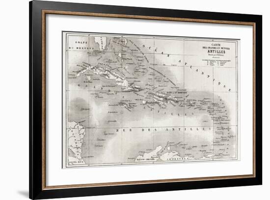 Antilles Old Map. Created By Vuillemin And Erhard, Published On Le Tour Du Monde, Paris, 1860-marzolino-Framed Premium Giclee Print