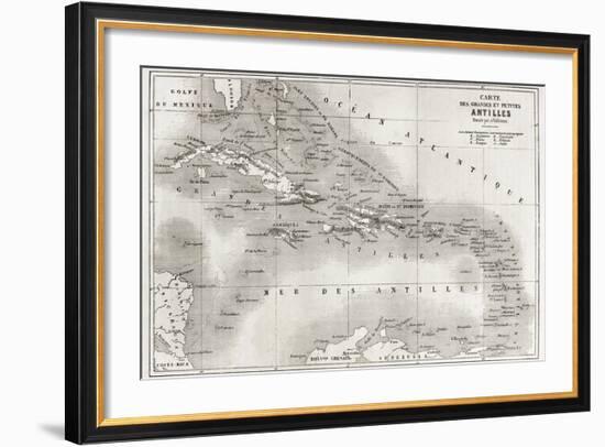 Antilles Old Map. Created By Vuillemin And Erhard, Published On Le Tour Du Monde, Paris, 1860-marzolino-Framed Premium Giclee Print