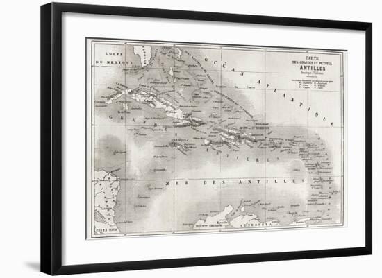 Antilles Old Map. Created By Vuillemin And Erhard, Published On Le Tour Du Monde, Paris, 1860-marzolino-Framed Art Print