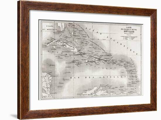 Antilles Old Map. Created By Vuillemin And Erhard, Published On Le Tour Du Monde, Paris, 1860-marzolino-Framed Art Print