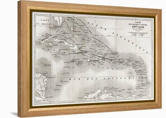 Antilles Old Map. Created By Vuillemin And Erhard, Published On Le Tour Du Monde, Paris, 1860-marzolino-Framed Stretched Canvas