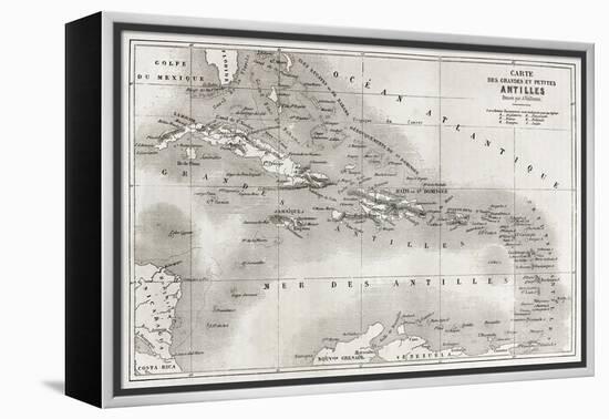 Antilles Old Map. Created By Vuillemin And Erhard, Published On Le Tour Du Monde, Paris, 1860-marzolino-Framed Stretched Canvas