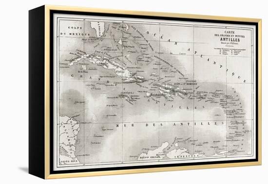 Antilles Old Map. Created By Vuillemin And Erhard, Published On Le Tour Du Monde, Paris, 1860-marzolino-Framed Stretched Canvas