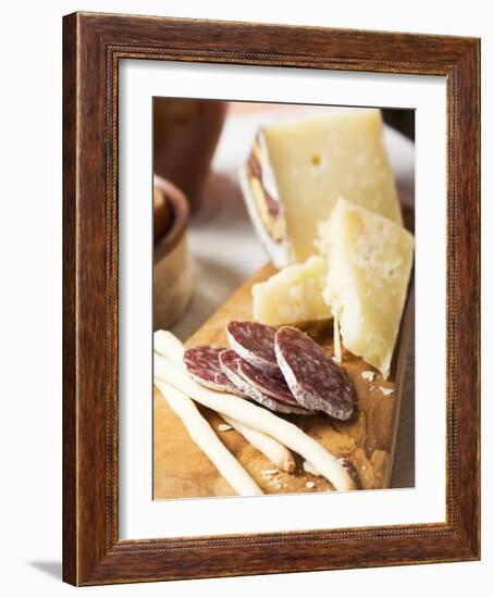 Antipasto Rustico (Grissini, Salami, Pecorino and Parmesan)-null-Framed Photographic Print