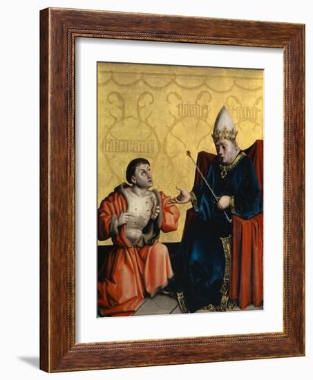 Antipater Kneeling before Juilus Caesar from the Heilspiegel Altarpiece, C.1435-Konrad Witz-Framed Giclee Print
