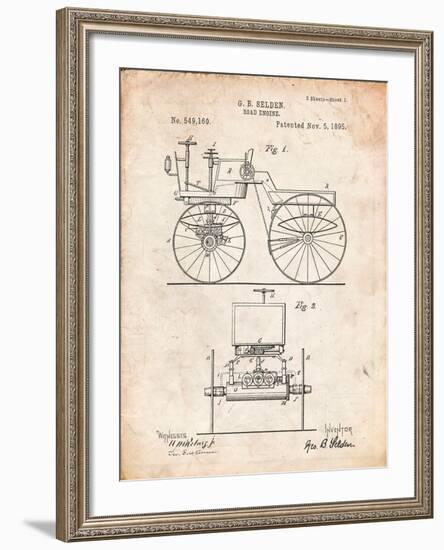 Antique Automobile Patent 1895-Cole Borders-Framed Art Print