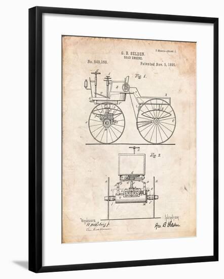 Antique Automobile Patent 1895-Cole Borders-Framed Art Print