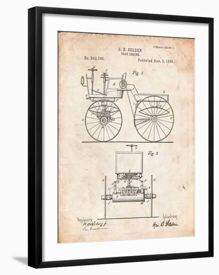 Antique Automobile Patent 1895-Cole Borders-Framed Art Print