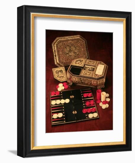 Antique Backgammon Set and Boards-null-Framed Giclee Print