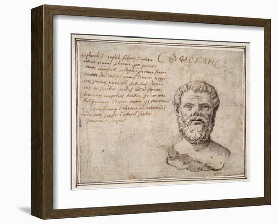 Antique Bust of Sophocles, Annotated, after Fulvio Orsini-Maerten van Heemskerck-Framed Giclee Print