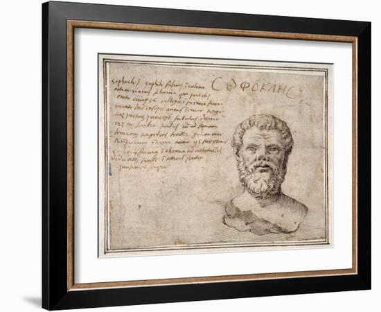 Antique Bust of Sophocles, Annotated, after Fulvio Orsini-Maerten van Heemskerck-Framed Giclee Print