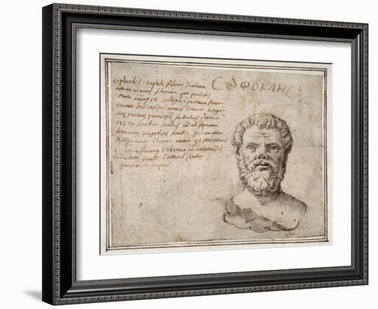 Antique Bust of Sophocles, Annotated, after Fulvio Orsini-Maerten van Heemskerck-Framed Giclee Print