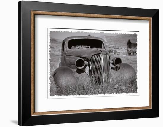 Antique Car In Grassy Field-George Oze-Framed Photographic Print