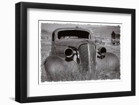 Antique Car In Grassy Field-George Oze-Framed Photographic Print