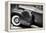 Antique Car With Whitewall Tires B/W-null-Framed Stretched Canvas