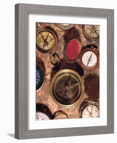 Antique Compass Collage-Vision Studio-Framed Art Print