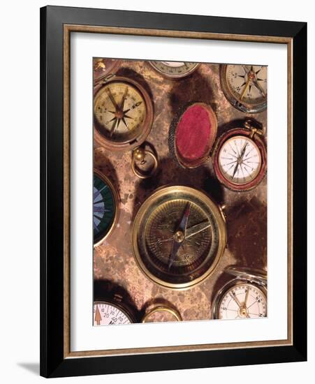 Antique Compass Collage-Vision Studio-Framed Art Print