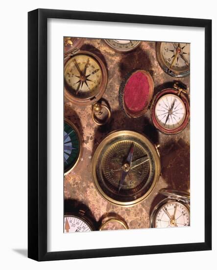 Antique Compass Collage-Vision Studio-Framed Art Print