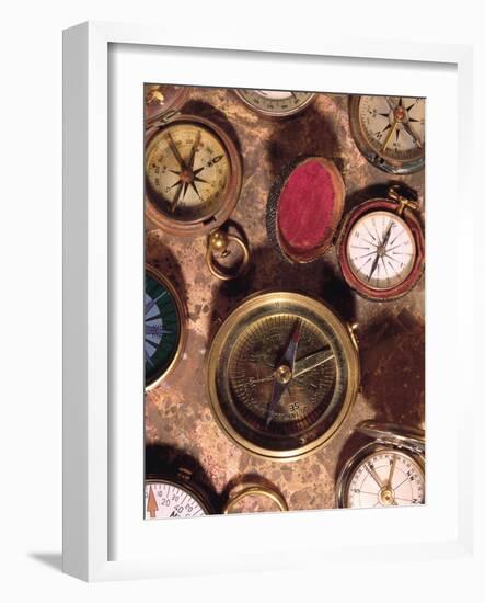 Antique Compass Collage-Vision Studio-Framed Art Print