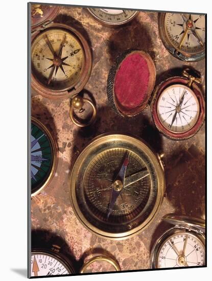 Antique Compass Collage-Vision Studio-Mounted Art Print