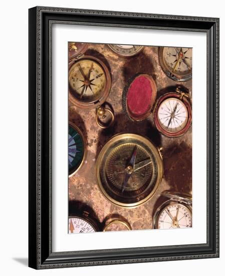 Antique Compass Collage-Vision Studio-Framed Art Print