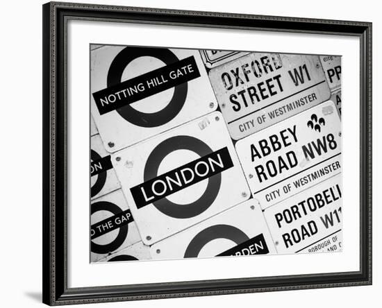 Antique Enamelled Signs - Subway Station and W11 Railroad Wall Plaque Signs - London - UK-Philippe Hugonnard-Framed Photographic Print