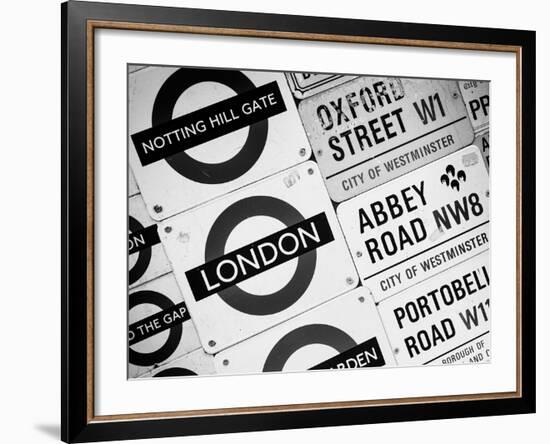 Antique Enamelled Signs - Subway Station and W11 Railroad Wall Plaque Signs - London - UK-Philippe Hugonnard-Framed Photographic Print