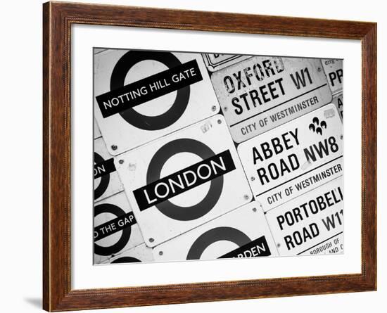 Antique Enamelled Signs - Subway Station and W11 Railroad Wall Plaque Signs - London - UK-Philippe Hugonnard-Framed Photographic Print