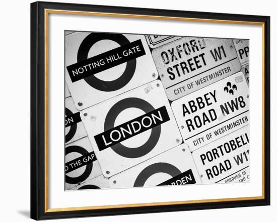 Antique Enamelled Signs - Subway Station and W11 Railroad Wall Plaque Signs - London - UK-Philippe Hugonnard-Framed Photographic Print