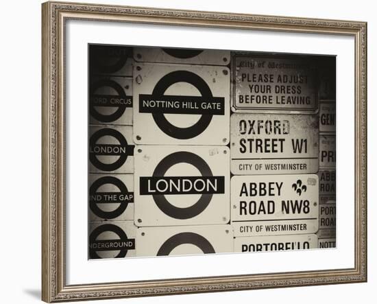 Antique Enamelled Signs - Subway Station Signs - Wall Signs - Notting Hill - London - UK - England-Philippe Hugonnard-Framed Photographic Print