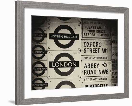 Antique Enamelled Signs - Subway Station Signs - Wall Signs - Notting Hill - London - UK - England-Philippe Hugonnard-Framed Photographic Print