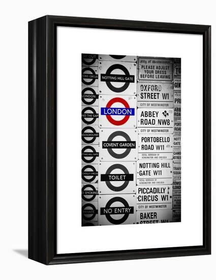 Antique Enamelled Signs - Subway Station Signs - Wall Signs - Notting Hill - London - UK - England-Philippe Hugonnard-Framed Stretched Canvas