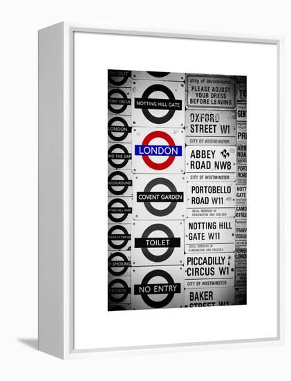 Antique Enamelled Signs - Subway Station Signs - Wall Signs - Notting Hill - London - UK - England-Philippe Hugonnard-Framed Stretched Canvas