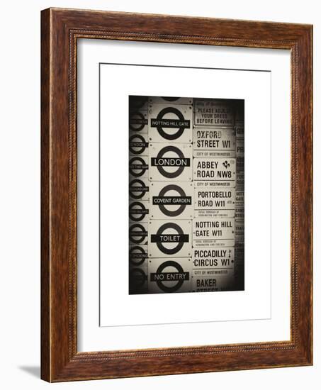 Antique Enamelled Signs - Subway Station Signs - Wall Signs - Notting Hill - London - UK - England-Philippe Hugonnard-Framed Art Print