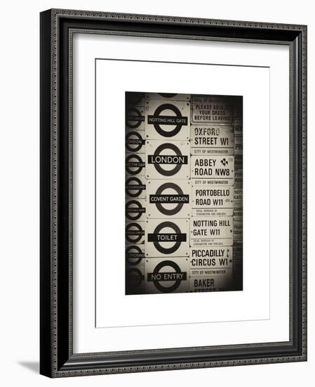 Antique Enamelled Signs - Subway Station Signs - Wall Signs - Notting Hill - London - UK - England-Philippe Hugonnard-Framed Art Print