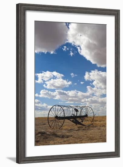 Antique Hay Raker, Prairie Homestead, Cactus Flat, South Dakota, USA-Walter Bibikow-Framed Photographic Print