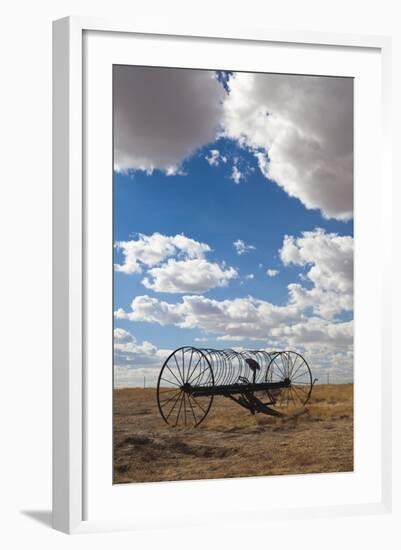 Antique Hay Raker, Prairie Homestead, Cactus Flat, South Dakota, USA-Walter Bibikow-Framed Photographic Print