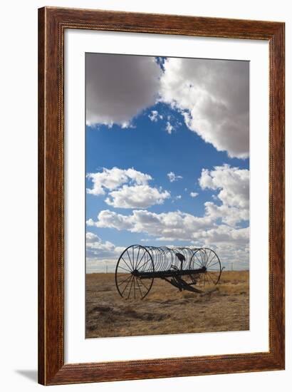 Antique Hay Raker, Prairie Homestead, Cactus Flat, South Dakota, USA-Walter Bibikow-Framed Photographic Print