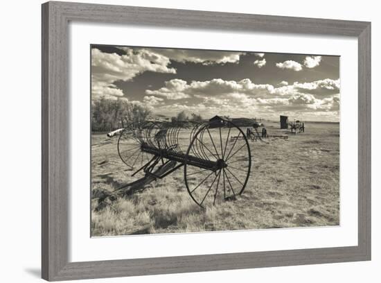 Antique Hay Raker, Prairie Homestead, Cactus Flat, South Dakota, USA-Walter Bibikow-Framed Photographic Print