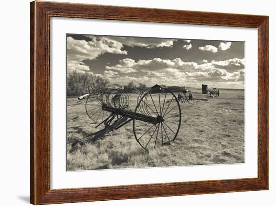 Antique Hay Raker, Prairie Homestead, Cactus Flat, South Dakota, USA-Walter Bibikow-Framed Photographic Print