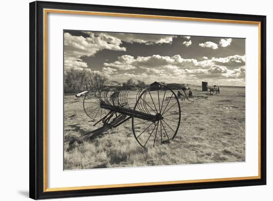 Antique Hay Raker, Prairie Homestead, Cactus Flat, South Dakota, USA-Walter Bibikow-Framed Photographic Print