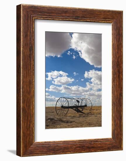 Antique Hay Raker, Prairie Homestead, Cactus Flat, South Dakota, USA-Walter Bibikow-Framed Photographic Print