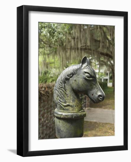 Antique Horse Head Carriage Hitch and Oak Trees in Spanish Moss, Beaufort, South Carolina, Usa-Cindy Miller Hopkins-Framed Photographic Print