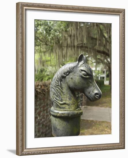 Antique Horse Head Carriage Hitch and Oak Trees in Spanish Moss, Beaufort, South Carolina, Usa-Cindy Miller Hopkins-Framed Photographic Print