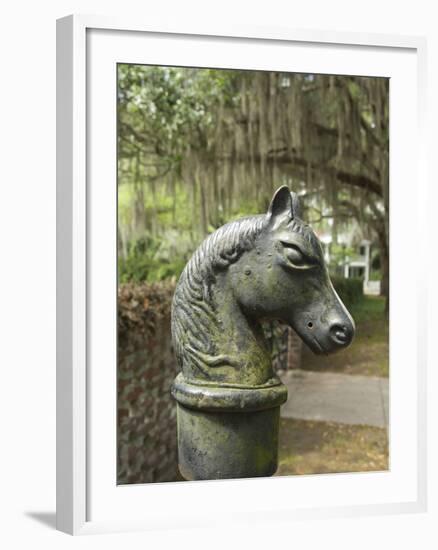 Antique Horse Head Carriage Hitch and Oak Trees in Spanish Moss, Beaufort, South Carolina, Usa-Cindy Miller Hopkins-Framed Photographic Print