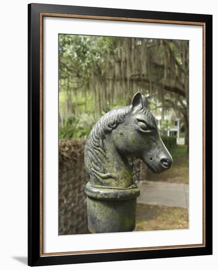 Antique Horse Head Carriage Hitch and Oak Trees in Spanish Moss, Beaufort, South Carolina, Usa-Cindy Miller Hopkins-Framed Photographic Print