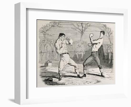 Antique Humorous Illustration Of A Boxing Match Beginning-marzolino-Framed Art Print